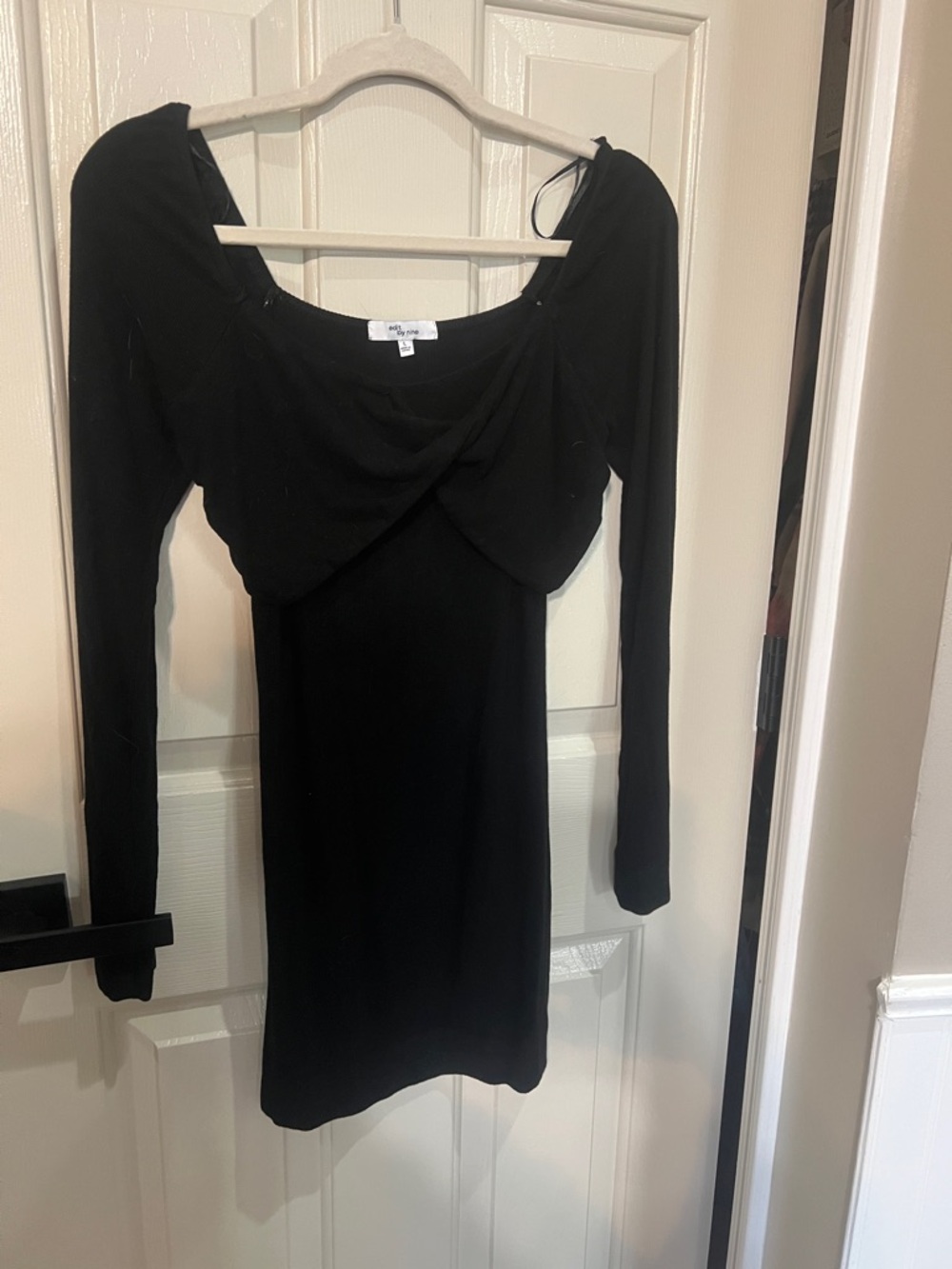 Women's Black Long Sleeve Scoop Neck soft knit Dress